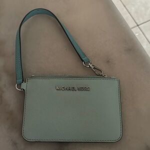 Michael Kors Blue Leather Wallet with Silver Hardware